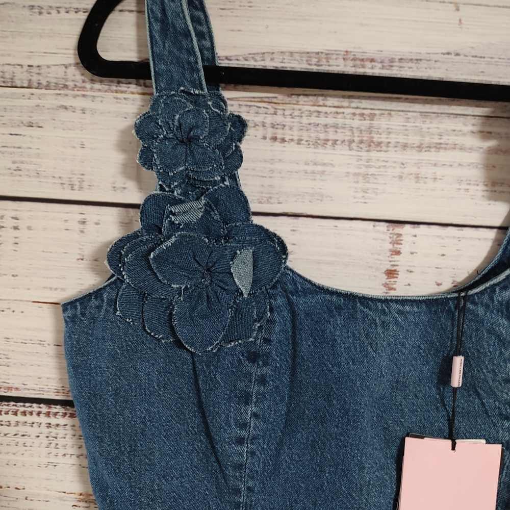 Avec Les Filles Denim Mini Dress Blue Size NWT 6-8 - Picture 4 of 8